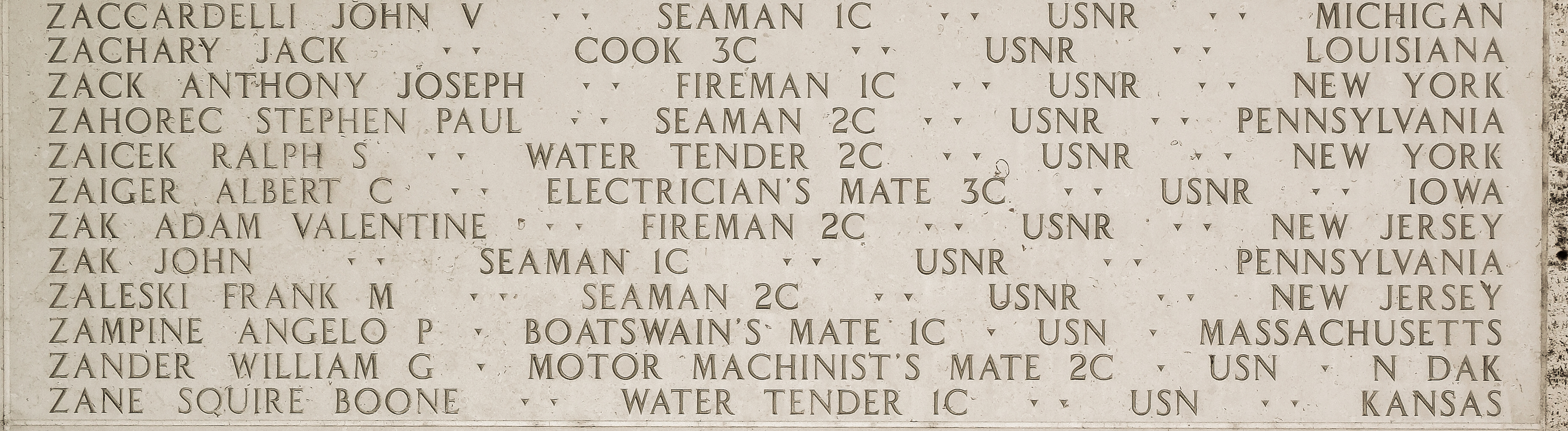 Stephen Paul Zahorec, Seaman Second Class